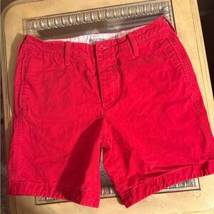 Abercrombie & Fitch Bold Red Men's Flat Front Shorts